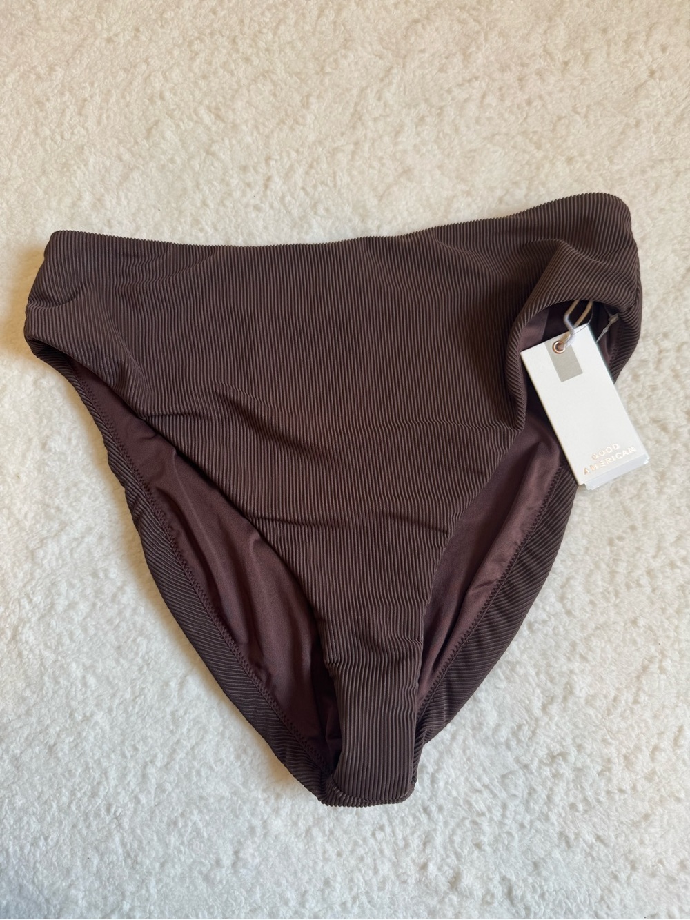 Good American Rib Good Waist Swim Bottom Chocolate Brown High Rise Size 3